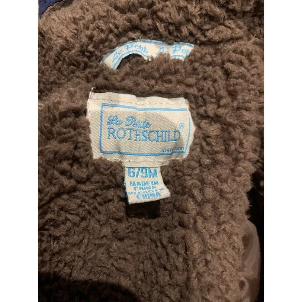 Le Petite Rothschild Parka 6/9M Hooded Coat Full Zip Ribbed Trim Removable Hood